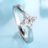 0.9ct Round Cut Diamond Engagement Ring 14k White Gold Finish Unique Solitaire