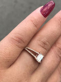 1ct Emerald Cut Diamond Split Band High Set Engagement Ring 14k Rose Gold Finish