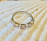 2ct Emerald Cut Simulated Peach Morganite 5 Stone Bezel Band 14k RoseGold Plated