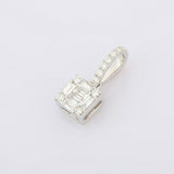 2ct Diamond Pendant Baguette Cut Geometric 14k White Gold Finish NO CHAIN