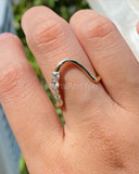 0.1ct Round Cut Moissanite Big Curve Women Wedding Band 14k Yellow Gold Plated