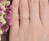 0.1ct Round Cut Moissanite Dainty Minimalist Wedding Band 14k White Gold Plated
