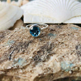 2ct Engagement Ring Round Cut London Blue Topaz Solitaire 14k White Gold Finish