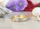 2ct Wedding Band Princess Cut Diamond Milgrain Stackable 14k Yellow Gold Finish