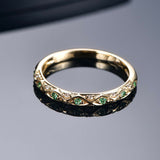 1.5ct Round Cut Green Emerald Wedding Band Vintage Stackable 14k YellowGold Over