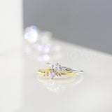 0.5ct Round Cut Moissanite Minimalist Trilogy Women Ring 14k Yellow Gold Plated