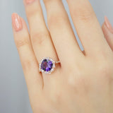 1.2ct Cushion Cut Purple Amethyst Vintage Engagement Ring 14k Rose Gold Finish
