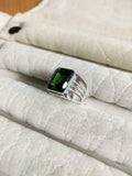 5ct Engagement Ring Green Emerald Cut Wide Solitaire Women 14k White Gold Finish
