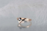 0.5ct Round Cut Black Diamond Engagement Ring Solitaire Curved 14k RoseGold Over