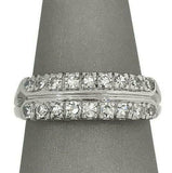 1.5ct Round Cut Diamond Two Row Split Shank Wedding Band 14K White Gold Finish