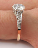 5Ct Round Cut Diamond Vintage Iced Solitaire Engagement Ring 14K Rose Gold Over