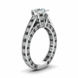 2ct Round Diamond Black Halo Solitaire Engagement Ring 14k White Gold Finish New