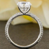 2ct Round Diamond Cluster Accent Solitaire Engagement Ring 14k White Gold Finish