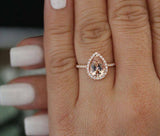 2ct Pear Cut Champagne Morganite Solitaire Engagement Ring 18k Rose Gold Finish