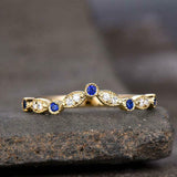 0.5ct Round Cut Blue Tanzanite Wedding Band Curved Stackable 14k YellowGold Over