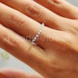 0.5ct Round Moissanite Eternity Bubble Prong Wedding Band 14k White Gold Plated