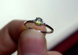 0.35ct Engagement Ring Oval Cut Peridot Trilogy Minimalist 14k White Gold Finish