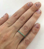 1ct Round Cut Green Emerald Wedding Band Ring Half Eternity 14k WhiteGold Finish