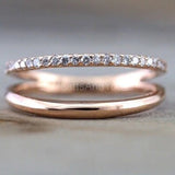 0.2ct Round Cut Moissanite Dual Row Split Band Women Band 14k Rose Gold Plated