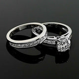 5Ct Round Princess Cut Diamond Bridal Set Engagement Ring 14K White Gold Finish