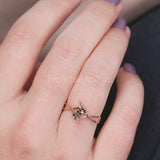 0.3ct Round Cut Simulated Black Diamond Barbed Wire Ring 14k Yellow Gold Plated