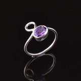 0.5ct Engagement Ring Oval Cut Purple Amethyst Petite 14k White Gold Finish