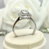 2ct Engagement Ring Emerald Cut Diamond Ballerina Sunburst 14k White Gold Finish
