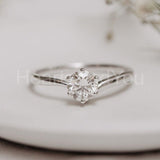 0.2ct Round Cut Moissanite Swirl Solitaire Engagement Ring 14k White Gold Plated