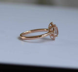 1.5ct Cushion Peach Morganite Crown Setting Engagement Ring 14k Rose Gold Over