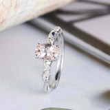 1.4ct Oval Cut Peach Morganite Solitaire Twisted Shank Ring 14k White Gold Over