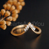0.1ct Round Cut Moissanite Stackable Chevron Wedding Band 14K Yellow Gold Plated