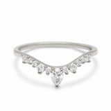 0.27ct Round Cut Diamond Wedding Band 14k White Gold Over Stackable Curved Crown