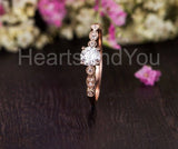 0.55ct Round Cut Moissanite Milgrain Women Engagement Ring 14k Rose Gold Plated