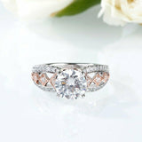 2Ct Round Diamond Stylish Accent Solitaire Engagement Ring 14K White Gold Finish