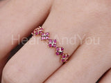 0.3ct Round Cut Simulated Ruby Geometric Cross Wed Band 14k Rose Gold Plated