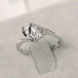 1ct Trillion VVS1D Diamond Curved Solitaire with Accent Ring 14k White Gold Over