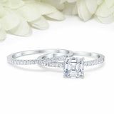 2ct Asscher Cut Diamond Bridal Set Band Engagement Ring 14k White Gold Finish