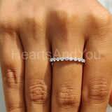 0.5ct Round Moissanite Eternity Bubble Prong Wedding Band 14k White Gold Plated