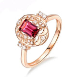 2.3ct Engagement Ring Emerald Cut Pink Ruby Art Deco 14k Rose Gold Finish