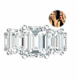 5.5ct Emerald Cut Diamond Iced Cocktail Engagement Ring 14K White Gold Finish