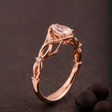 Split Open Band Solitaire with Accent Ring 1ct Pear Diamond 14k Rose Gold Finish