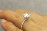 3Ct Round Cut Diamond Four Prong Solitaire Engagement Ring 18K White Gold Finish