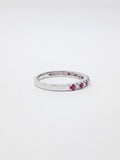 0.1ct Round Cut Simulated Pink Ruby Minimalist Wedding Band 14k WhiteGold Plated