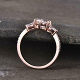 2ct Engagement Ring Oval Cut Morganite Pear Accent Trilogy 14k Rose Gold Finish