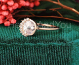 1ct Round Cut Simulated Morganite Crown Minimalist Ring 14k Rose Gold Plated