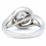 2.5ct Round Diamond Engagement Ring Split Shank Swirl Halo 14k White Gold Finish
