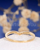 0.12ct Round Cut Moissanite Curved Minimalist Wedding Band 14k White Gold Plated