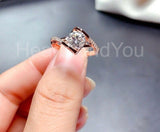 0.5ct Round Cut Moissanite Split Shank Engagement Ring 14k Rose Gold Plated
