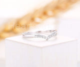0.3ct Round Cut Moissanite Curved Stackable Wedding Band 14k White Gold Plated