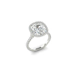 5Ct Cushion Cut Diamond Halo Solitaire Engagement Ring 18K White Gold Finish